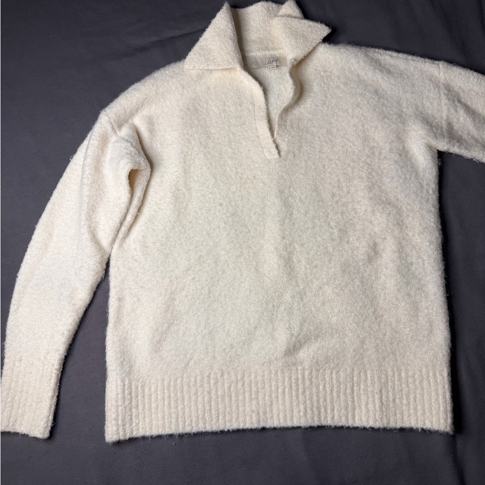 LOFT Women's Cream Cowl Neck Sweater